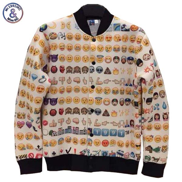 

2017 mr.1991inc men clothing print q emoji jacket 3d men single breasted rib sleeve space cotton jacket men's casual jackets j32, Black;brown