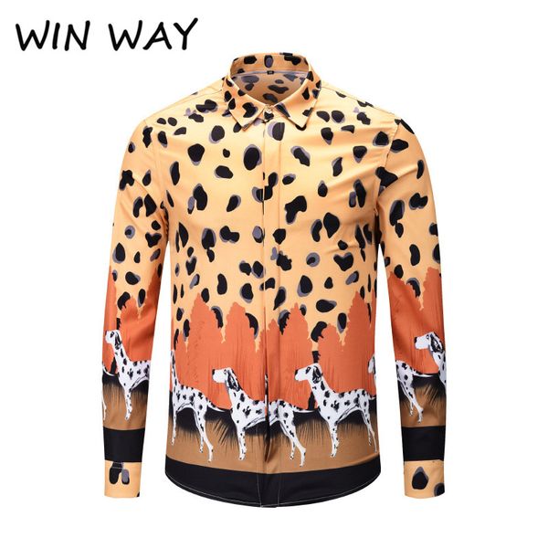 win way 2018 men's sleeves long sleeved shirts cartoon puppy splash animal prints men's trend long sleeved shirts trendy cards, White;black
win way 2018 men's sleeves long sleeved shirts cartoon puppy splash animal prints men's trend long sleeved shirts trendy cards, White;black