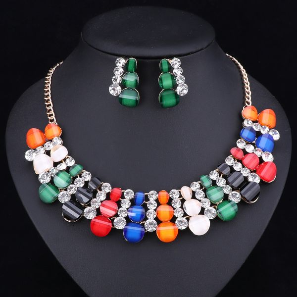 fashion colorful crystal beads jewelry sets for women bridal wedding accessories gold color necklace stud earrings set, Slivery;golden
fashion colorful crystal beads jewelry sets for women bridal wedding accessories gold color necklace stud earrings set, Slivery;golden