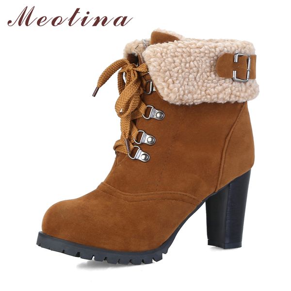 meotina winter boots women shoes lace-up high heel ankle boots buckle thick heel short ladies 2018 new red big size 3-11, Black
meotina winter boots women shoes lace-up high heel ankle boots buckle thick heel short ladies 2018 new red big size 3-11, Black