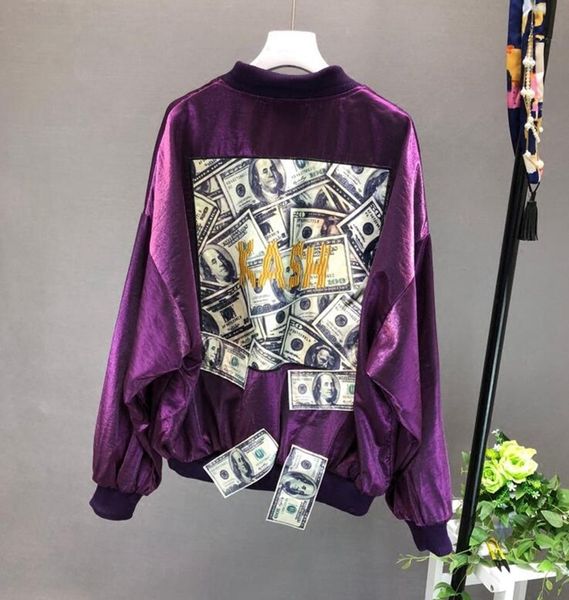 2018 autumn new women baseball uniform fashion dollar pattern embroidery bomber jacket coat female loose bf wind, Black;brown
2018 autumn new women baseball uniform fashion dollar pattern embroidery bomber jacket coat female loose bf wind, Black;brown
