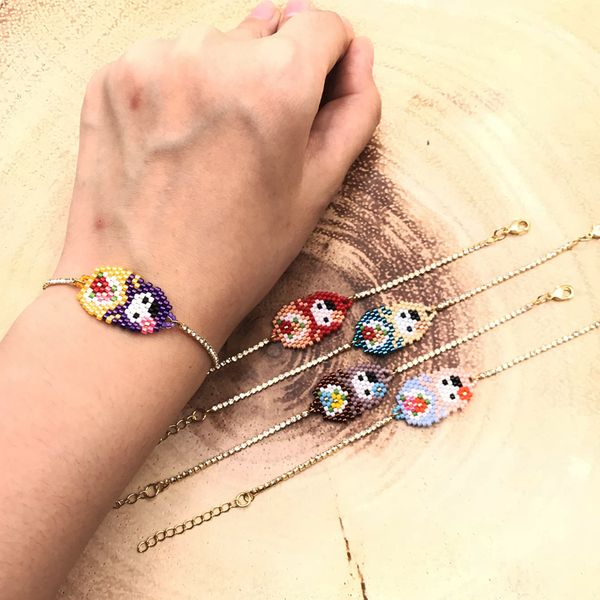 2018 empress new fashion woman cute doll boho charm bangles crystal bracelets imported glass miyuki bead adjustable gold chain, Black
2018 empress new fashion woman cute doll boho charm bangles crystal bracelets imported glass miyuki bead adjustable gold chain, Black