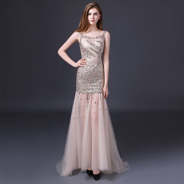 beaded scoop neck long tulle evening dresses 2018 backless prom dress new floor length party dress, Black;red
beaded scoop neck long tulle evening dresses 2018 backless prom dress new floor length party dress, Black;red