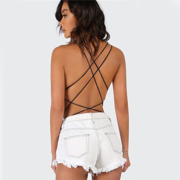 Women Strappy Backless Bodysuit Women Black Sleeveless Summer Beach Hot Rompers Scoop Neck Cross Slim Cami Jumpsuits Spandex
Women Strappy Backless Bodysuit Women Black Sleeveless Summer Beach Hot Rompers Scoop Neck Cross Slim Cami Jumpsuits Spandex