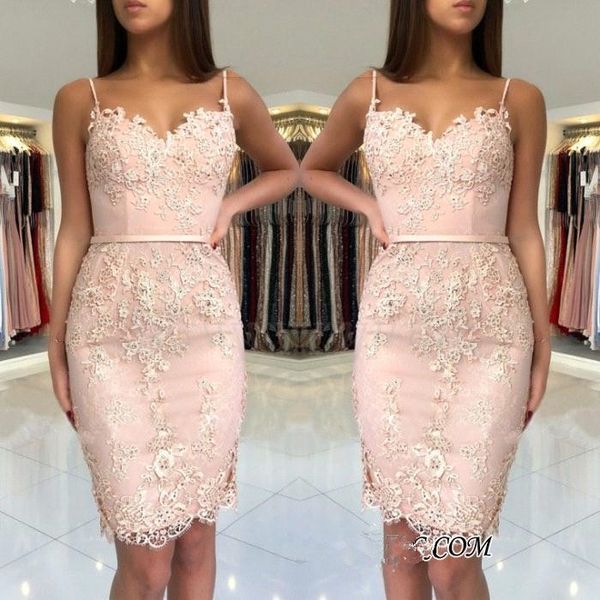 2018 lace sheath short homecoming dresses spaghetti straps beaded applique knee length short party cocktail prom dresses ba9829, Blue;pink
2018 lace sheath short homecoming dresses spaghetti straps beaded applique knee length short party cocktail prom dresses ba9829, Blue;pink