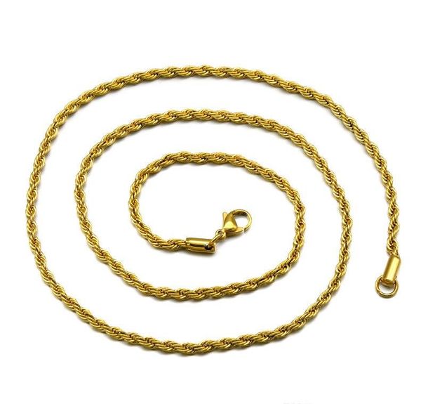 3mm/24inch stainless steel real 18k yellow rope chain mens necklace hip hop jewelry rock style, Silver
3mm/24inch stainless steel real 18k yellow rope chain mens necklace hip hop jewelry rock style, Silver