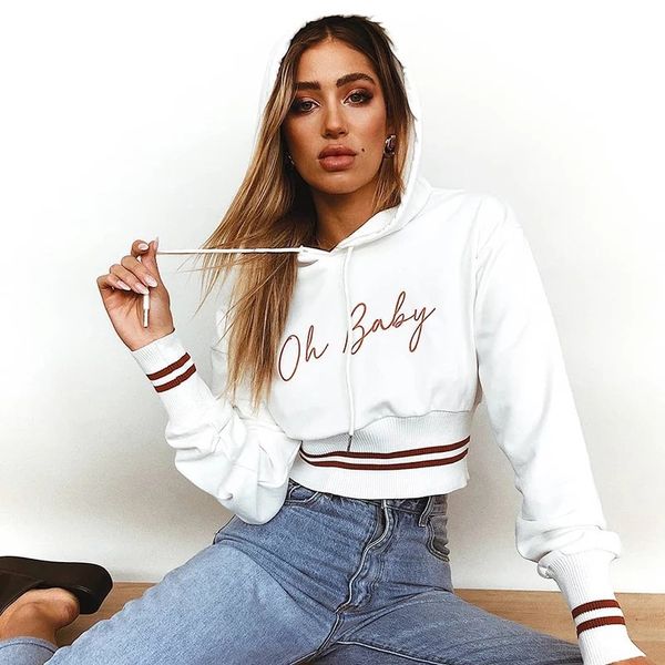 2018 Oh baby Long Sleeve Short Hoodies for Women Fashion Letter Printed Pullover Autumn Street Style Ribbed Cuff Hooded Crop Tops
2018 Oh baby Long Sleeve Short Hoodies for Women Fashion Letter Printed Pullover Autumn Street Style Ribbed Cuff Hooded Crop Tops