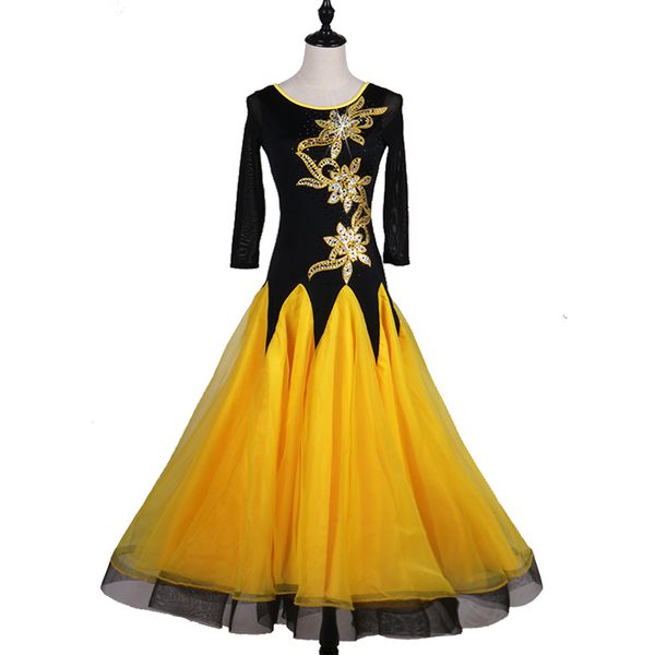 2018 new ballroom dance competition dresses yellow ballroom dance costumes spandex standard dress for women, Black;red
2018 new ballroom dance competition dresses yellow ballroom dance costumes spandex standard dress for women, Black;red