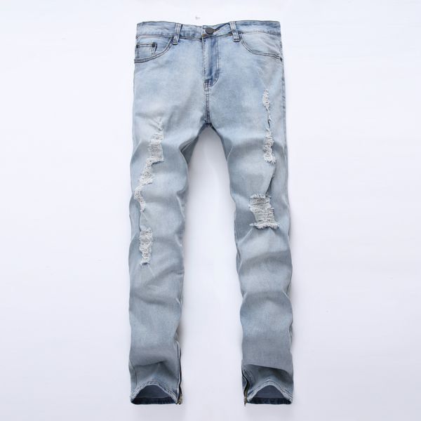 2018 new fashion hole men's jeans, Blue 
2018 new fashion hole men's jeans, Blue