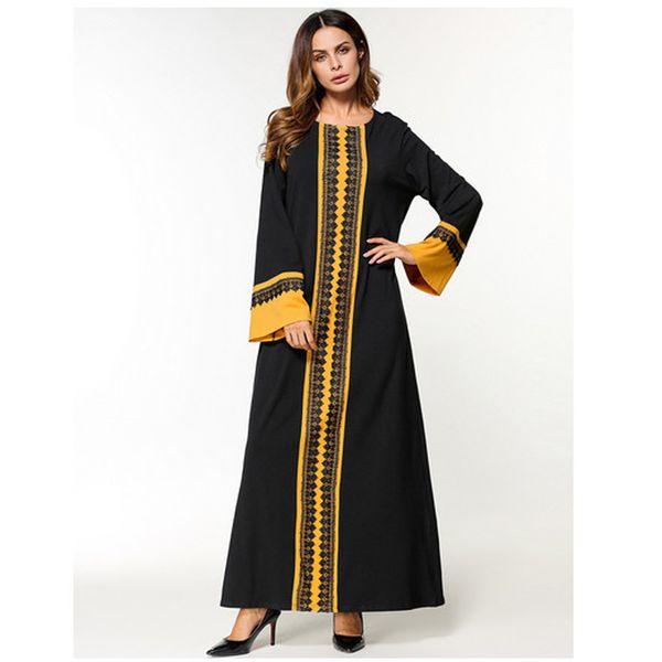 

wholesale caftan djellaba modern baju kurung latest long coat muslim price saudi arabia abaya with yellow decoration, Red