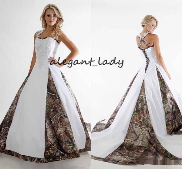 country camo wedding dresses 2018 modest retro halter lace-up plus size realtree camo outdoor garden boho bridal reception gown, White
country camo wedding dresses 2018 modest retro halter lace-up plus size realtree camo outdoor garden boho bridal reception gown, White