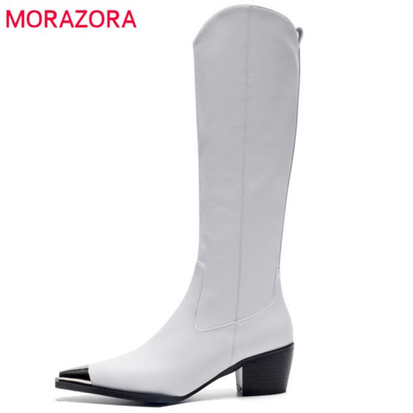 morazora 2018 genuine leather boots women pointed toe slip on autumn boots fashion dress shoes lady knee high, Black
morazora 2018 genuine leather boots women pointed toe slip on autumn boots fashion dress shoes lady knee high, Black