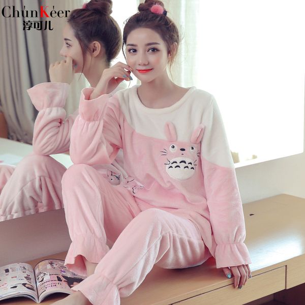 women flannel pajamas sets winter two piece pajama set cartoon female sleepwear home clothing women's pajamas suit, Blue;gray
women flannel pajamas sets winter two piece pajama set cartoon female sleepwear home clothing women's pajamas suit, Blue;gray
