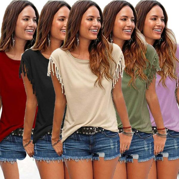 2018 new trend big code round collar short sleeved cuff tassel knot women's bursting t-shirt ing, White
2018 new trend big code round collar short sleeved cuff tassel knot women's bursting t-shirt ing, White