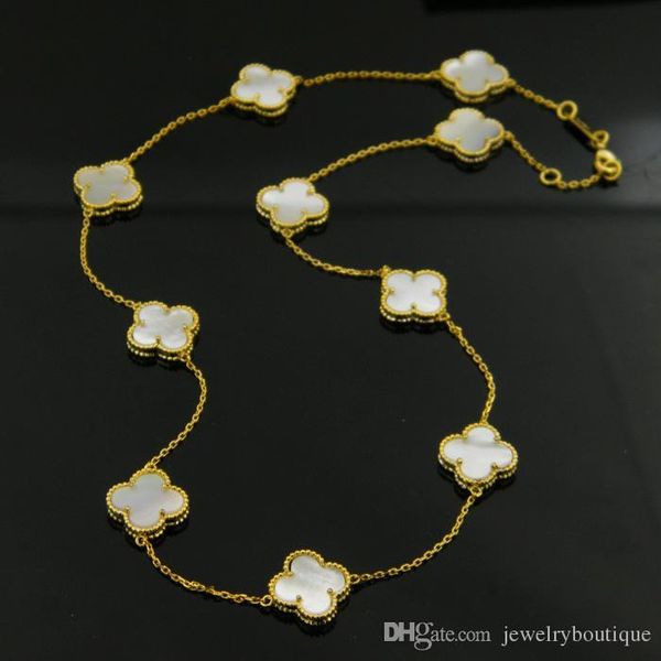 45cm necklace length Top quality 316L Titanium steel Necklace with 10pcs clover in nature stone women jewelry brand PS5099
45cm necklace length Top quality 316L Titanium steel Necklace with 10pcs clover in nature stone women jewelry brand PS5099