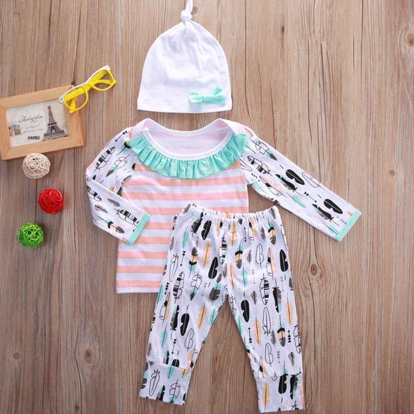 on baby suits 3pcs newborn children boys girls long sleeve ruffles t-shirt+feather printed pants+hat outfits set kids clothing 0-24m, White
on baby suits 3pcs newborn children boys girls long sleeve ruffles t-shirt+feather printed pants+hat outfits set kids clothing 0-24m, White