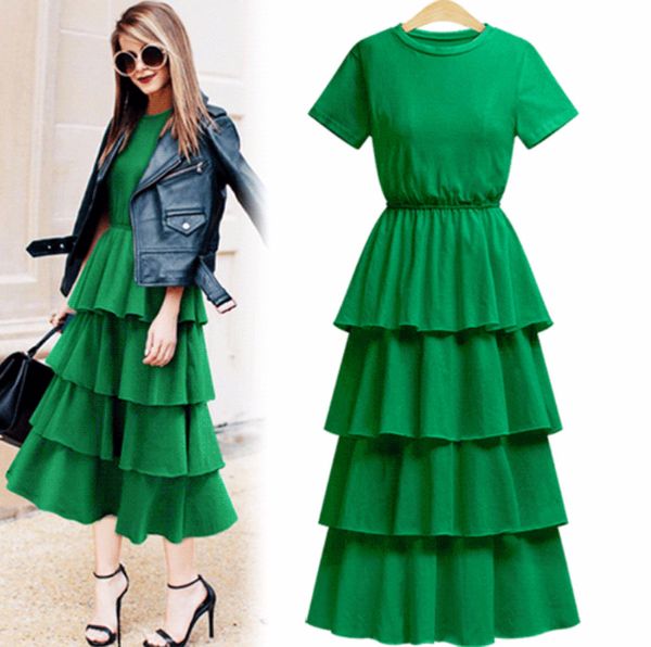 europe fashion runway cotton dress designers 2018 summer cascading ruffle elegant dress long women casual cute t shirt, Black;gray
europe fashion runway cotton dress designers 2018 summer cascading ruffle elegant dress long women casual cute t shirt, Black;gray