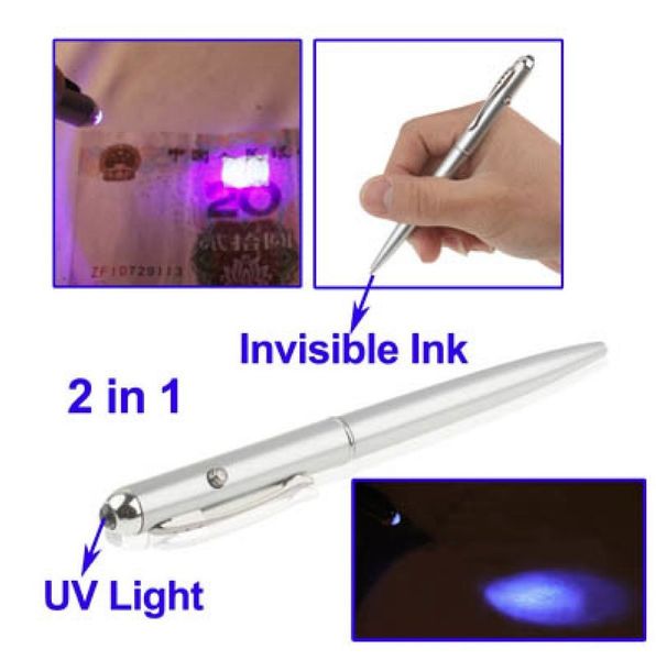 

buy 2 get 1 3pcs/lot office school metal material invisible ink pen with uv light magic secret ballpoint k6227, Blue;orange