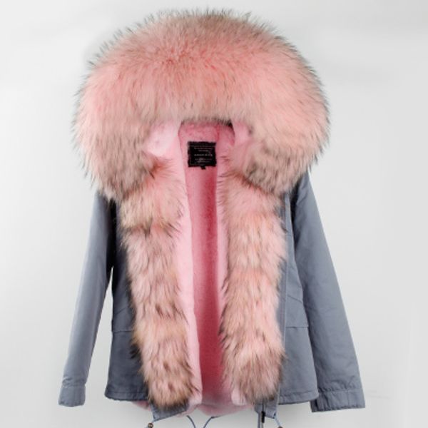 short style pink fur threshold trim female warm coats for cold weather pink fox and rabbit fur lining grey mini parkas, Black
short style pink fur threshold trim female warm coats for cold weather pink fox and rabbit fur lining grey mini parkas, Black