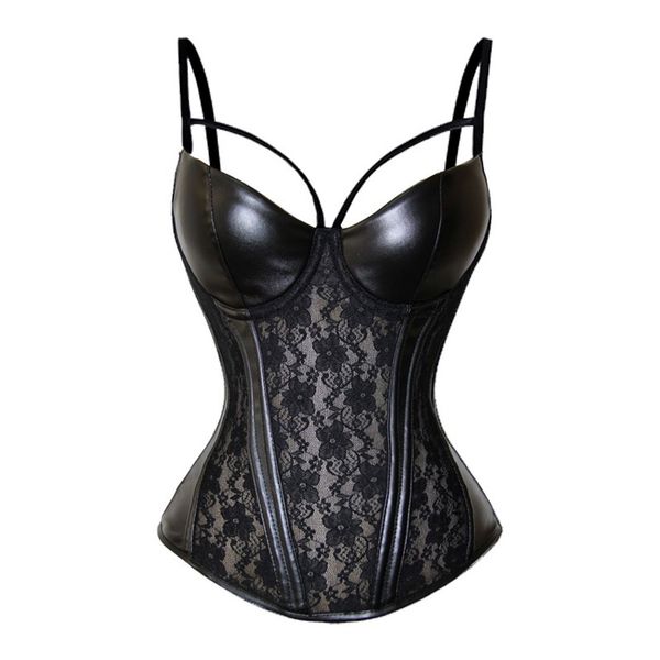 women faux leather foral lace corset and bustier boned overbust black corselet steampunk gothic waist cincher bodyshaper, Black;white
women faux leather foral lace corset and bustier boned overbust black corselet steampunk gothic waist cincher bodyshaper, Black;white
