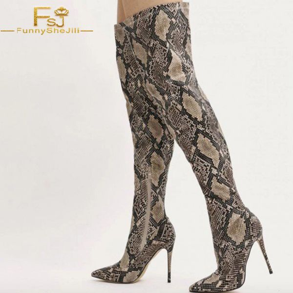 fsj winter party, night club, music festival, date, going out python print long boots pointy toe stiletto heels thigh-high boots, Black
fsj winter party, night club, music festival, date, going out python print long boots pointy toe stiletto heels thigh-high boots, Black