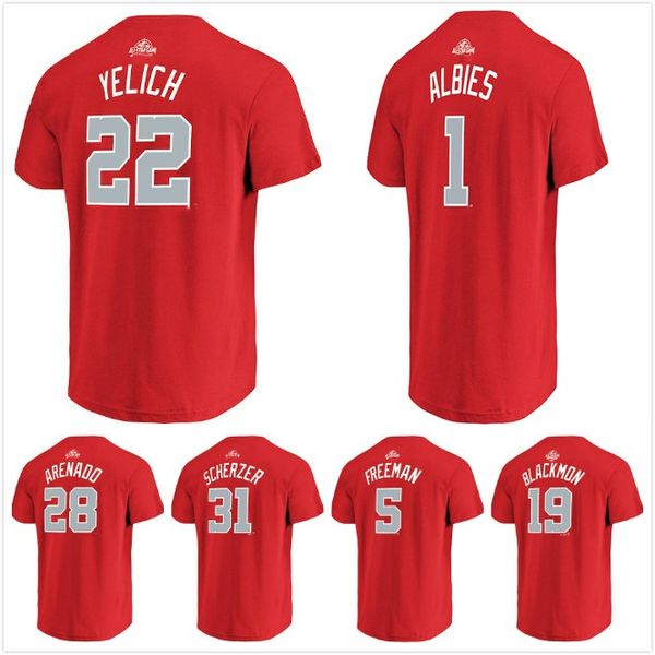 custom 2018 all-star game national league 22 nick markakis 1 ozzie albies blackmon nolan arenado an max scherzer name & number t-shirt, Blue;black
custom 2018 all-star game national league 22 nick markakis 1 ozzie albies blackmon nolan arenado an max scherzer name & number t-shirt, Blue;black