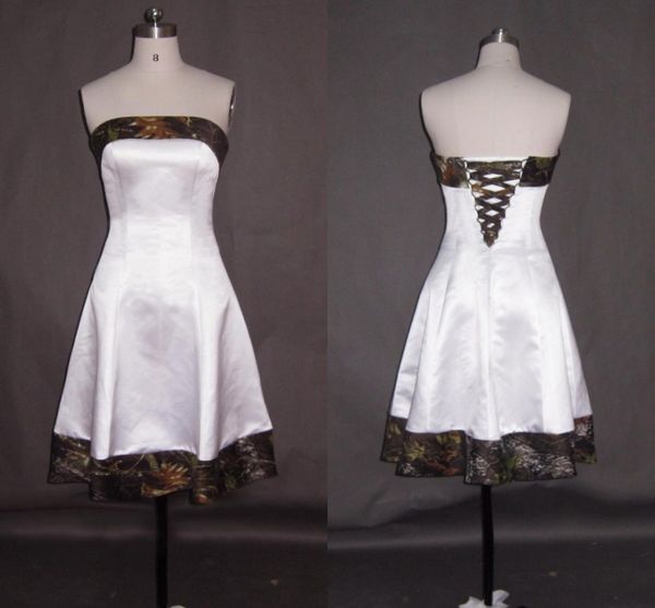simple short camo wedding dress 2022 strapless lace up back a line satin fabric for bride plus size no extra wedding gowns, White
simple short camo wedding dress 2022 strapless lace up back a line satin fabric for bride plus size no extra wedding gowns, White