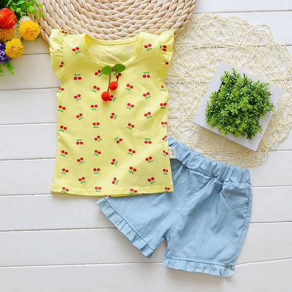 kids girls fashion clothes set children cute cherry pattern vest + shorts girls fashion summer 2pcs clothing suits, White
kids girls fashion clothes set children cute cherry pattern vest + shorts girls fashion summer 2pcs clothing suits, White