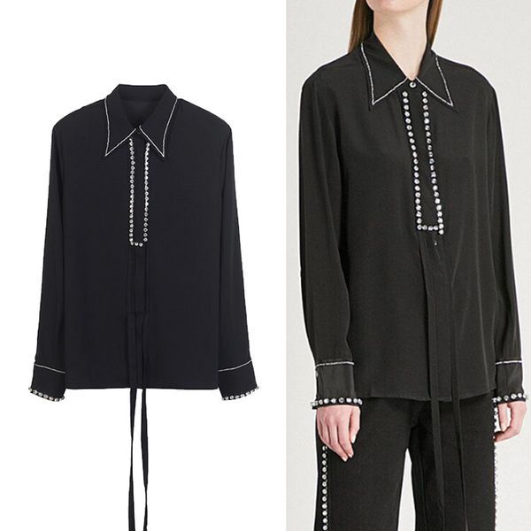 brand designer women luxury manual beaded blouse 2018 summer autumn rhinestone collar embelished long sleeve black party cocktail shirts top, White
brand designer women luxury manual beaded blouse 2018 summer autumn rhinestone collar embelished long sleeve black party cocktail shirts top, White