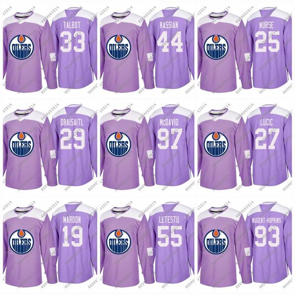 

Women 2018 Fights Cancer Edmonton Oilers Connor McDavid Darnell Nurse Cam Talbot Milan Lucic Draisaitl Kassian Nugent-Hopkins Hockey Jerseys