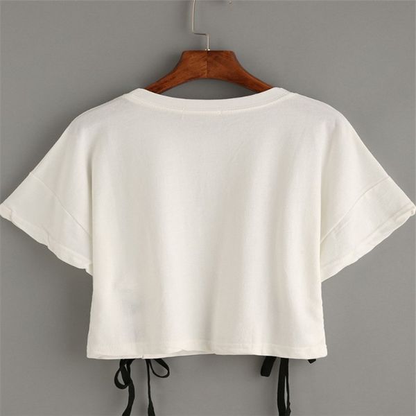 letter summer crop women t shirt letter print short sleeve lace up cotton loose white t-shirt dance tee female
letter summer crop women t shirt letter print short sleeve lace up cotton loose white t-shirt dance tee female