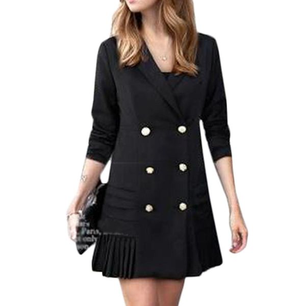 women's pleated windbreaker lapel long-sleeved suits jacket double-breasted dress v-neck coat long suit outwear 2018, White;black
women's pleated windbreaker lapel long-sleeved suits jacket double-breasted dress v-neck coat long suit outwear 2018, White;black