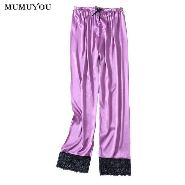 ladies faux silk lounge casual pants satin bottoms elastic waist trouser mid waist pajamas lace sleepwear soft autumn 906-a024, Black;red
ladies faux silk lounge casual pants satin bottoms elastic waist trouser mid waist pajamas lace sleepwear soft autumn 906-a024, Black;red