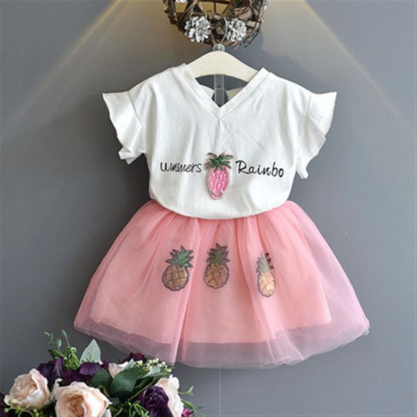 2018 summer girls clothing sets fashion style cartoon pineapple beauty printed t-shirts+net veil dress 2pcs girls clothes, White
2018 summer girls clothing sets fashion style cartoon pineapple beauty printed t-shirts+net veil dress 2pcs girls clothes, White