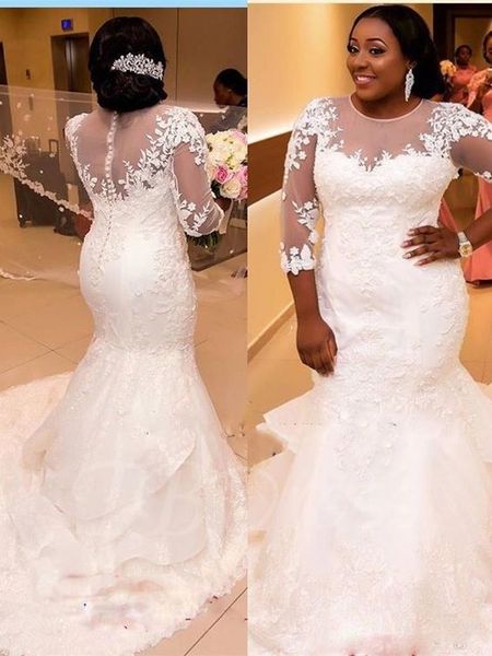 2022 plus size mermaid wedding dress long illusion long sleeves lace jewel sheer neck court train country stylish wedding bridal gowns, White
2022 plus size mermaid wedding dress long illusion long sleeves lace jewel sheer neck court train country stylish wedding bridal gowns, White