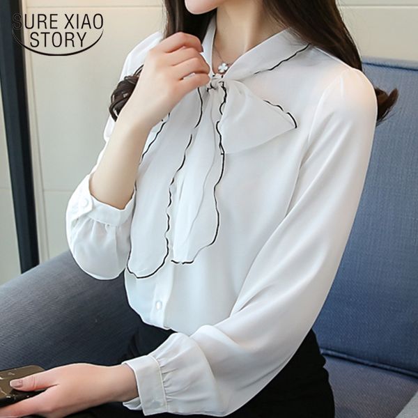 2018 new spring fashion chiffon women blouses bow long sleeved blouses office lady sweet style shirts women clothing d445 30, White
2018 new spring fashion chiffon women blouses bow long sleeved blouses office lady sweet style shirts women clothing d445 30, White