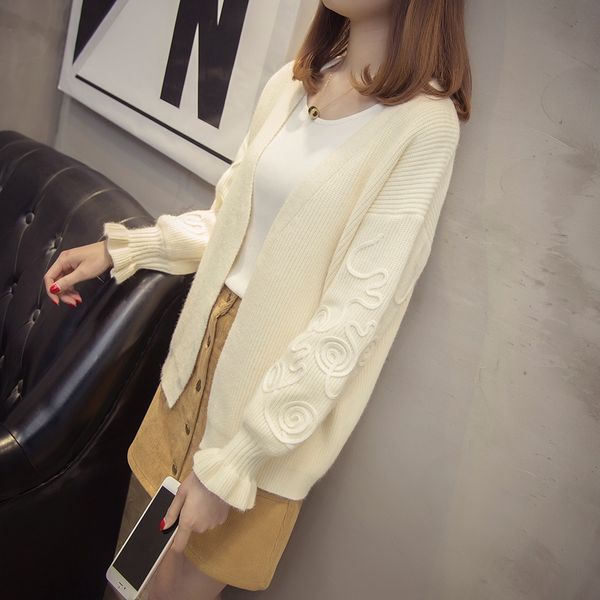 sweater cardigan women's 2018 autumn new korean loose lazy short sweater women's autumn and winter clothing, White;black
sweater cardigan women's 2018 autumn new korean loose lazy short sweater women's autumn and winter clothing, White;black
