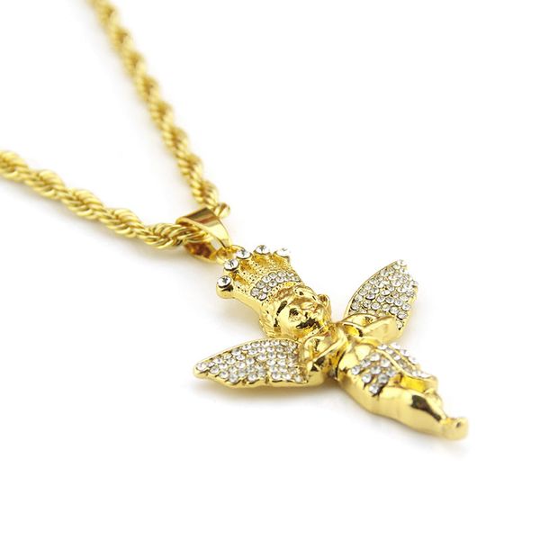 men's hiphop jewelry crown angel piece necklace charm gold chain hip hop bling jewelry rappers gifts, Silver
men's hiphop jewelry crown angel piece necklace charm gold chain hip hop bling jewelry rappers gifts, Silver