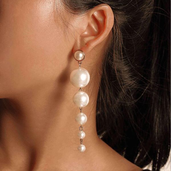 new 2018 trendy created 9.7cm long drop earring fashion dangle pearls earrings for women girls charm jewelry mom gifts, Silver
new 2018 trendy created 9.7cm long drop earring fashion dangle pearls earrings for women girls charm jewelry mom gifts, Silver