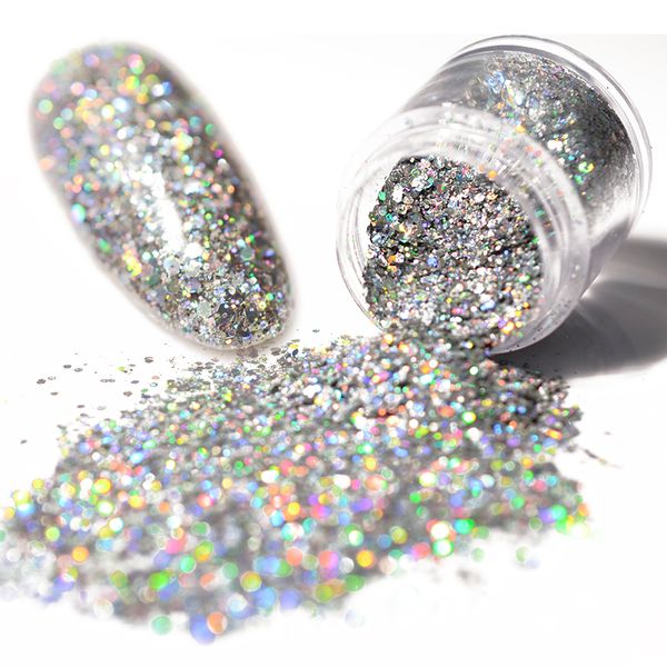 1 box 10g holo laser nail glitter sequins shiny silver hexagon nail dust tips manicure art decorations, Silver;gold
1 box 10g holo laser nail glitter sequins shiny silver hexagon nail dust tips manicure art decorations, Silver;gold