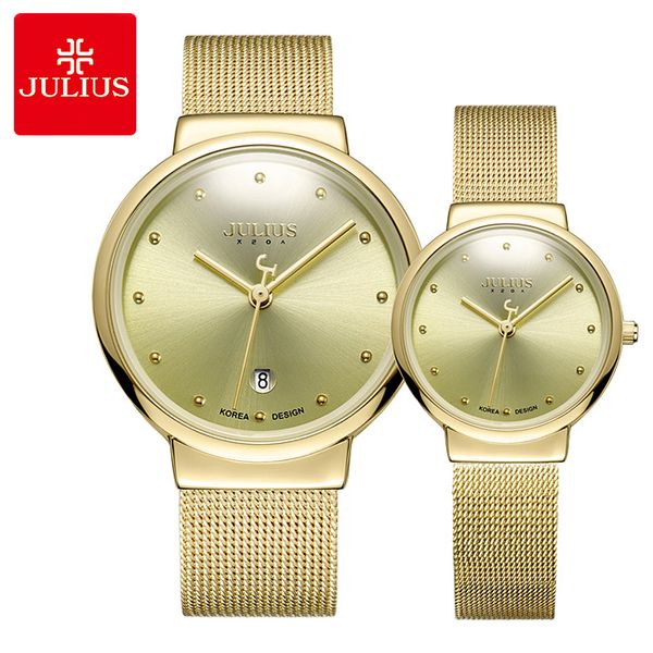 thin men's watch women's watch japan quartz couple hours fashion gold stainless steel bracelet lover's birthday gift julius b, Slivery;brown
thin men's watch women's watch japan quartz couple hours fashion gold stainless steel bracelet lover's birthday gift julius b, Slivery;brown