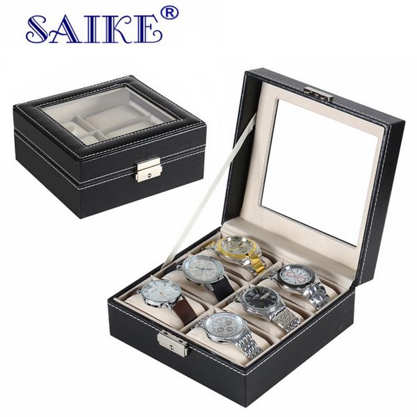 saike watch box pu leather watches box 6 grids wrist watch pouches collection case display storage holder, Black;blue
saike watch box pu leather watches box 6 grids wrist watch pouches collection case display storage holder, Black;blue