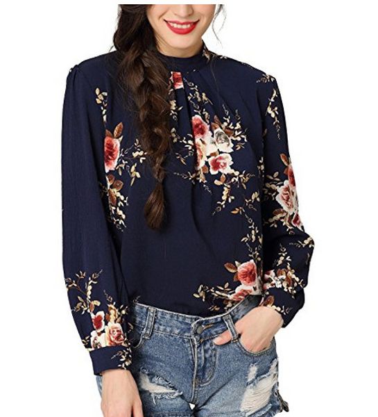 bow casual blouses 2018 female floral long sleeve ladies chiffon womens and blouses, White
bow casual blouses 2018 female floral long sleeve ladies chiffon womens and blouses, White