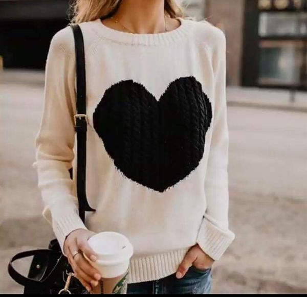 women autumn and winter sweater heart cute pullover o-neck long sleeve knitted sweaters women clothing pullover, White;black
women autumn and winter sweater heart cute pullover o-neck long sleeve knitted sweaters women clothing pullover, White;black