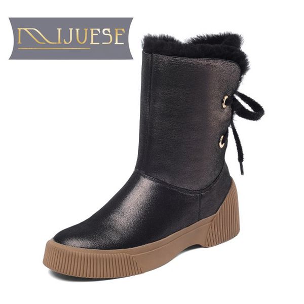 mljuese 2019 women snow boots cow leather lace up pointed toe winter warm wool blend boots women ankle fashion, Black
mljuese 2019 women snow boots cow leather lace up pointed toe winter warm wool blend boots women ankle fashion, Black