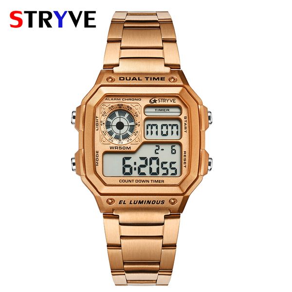 stryve brand square fashion digital led count down clock sports waterproof men luxury stainless steel watch relojes hombre 2018, Slivery;brown
stryve brand square fashion digital led count down clock sports waterproof men luxury stainless steel watch relojes hombre 2018, Slivery;brown