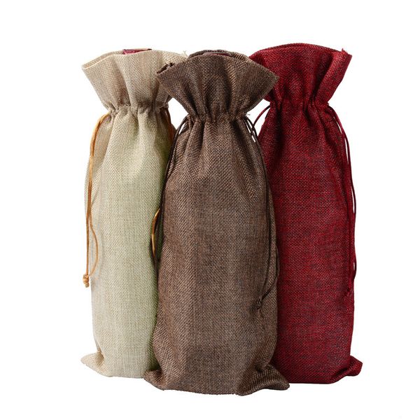 new jute wine bags champagne wine bottle covers gift pouch burlap packaging bag wedding party decoration wine bags drawstring cover
new jute wine bags champagne wine bottle covers gift pouch burlap packaging bag wedding party decoration wine bags drawstring cover