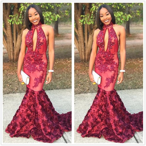 2018 black grils halter satin mermaid prom dresses high neck lace applique beaded 3d floral formal evening party dresses
2018 black grils halter satin mermaid prom dresses high neck lace applique beaded 3d floral formal evening party dresses