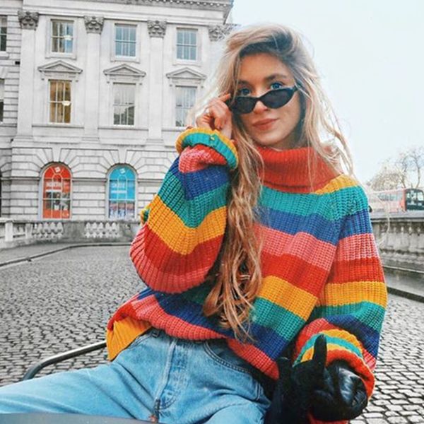 runway rainbow turtleneck sweaters women winter 2018 jumpers knitted clothes fashion striped oversized pullover female sale, White;black
runway rainbow turtleneck sweaters women winter 2018 jumpers knitted clothes fashion striped oversized pullover female sale, White;black