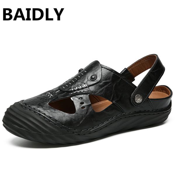 baidly genuine leather beach sandals new fashion luxury leather men sandals handmade men shoes summer soft shoes, Black
baidly genuine leather beach sandals new fashion luxury leather men sandals handmade men shoes summer soft shoes, Black